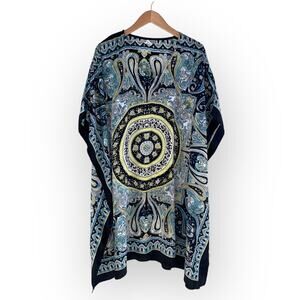 SIGNATURE JMB WOMENS SWIMWEAR COVERUP DRESS BLUE/ GREEN O/S